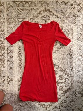 BP Red Ribbed Bodycon Dress